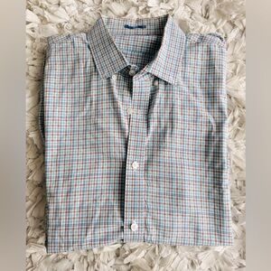 Toscano Plaid Button Down Cotton Shirt Short Sleeve Size XXL